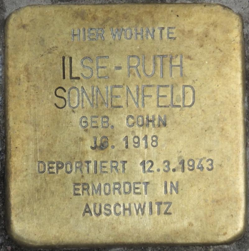 Stolperstein Ilse-Ruth Sonnenfeld Bild: Stolpersteine-Initiative CW, Hupka