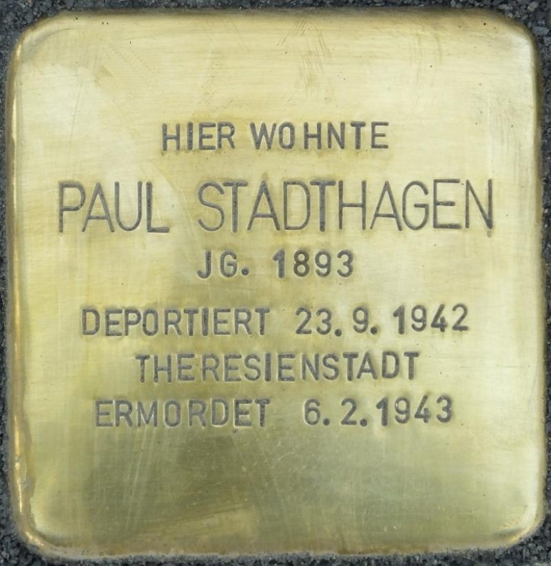 Stolperstein Paul Stadthagen Bild: Stolpersteine-Initiative CW, Hupka