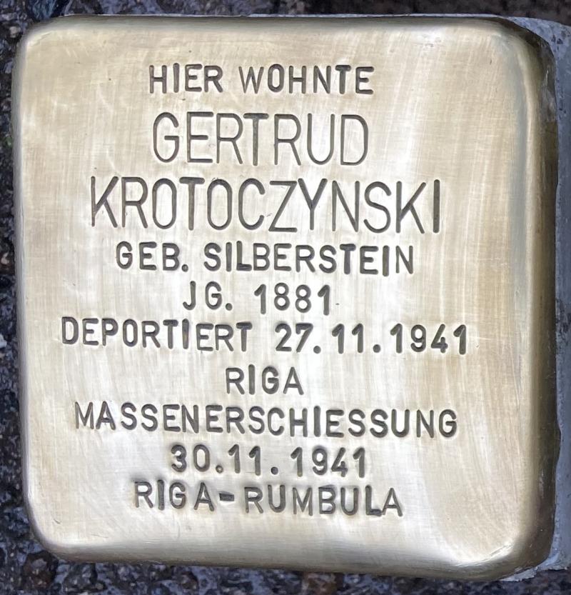 Stolperstein Gertrud Krotoczynski © Koordinierungsstelle Stolpersteine Berlin