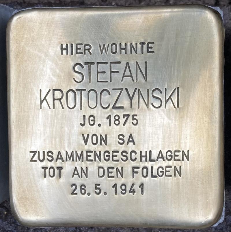 Stolperstein Stefan Krotoczynski © Koordinierungsstelle Stolpersteine Berlin