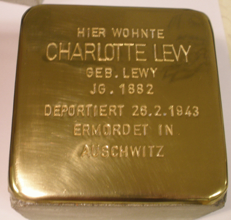 Stolperstein für Charlotte Levy - Foto: Projekt-Stolpersteine Teltow-Zehlendorf
