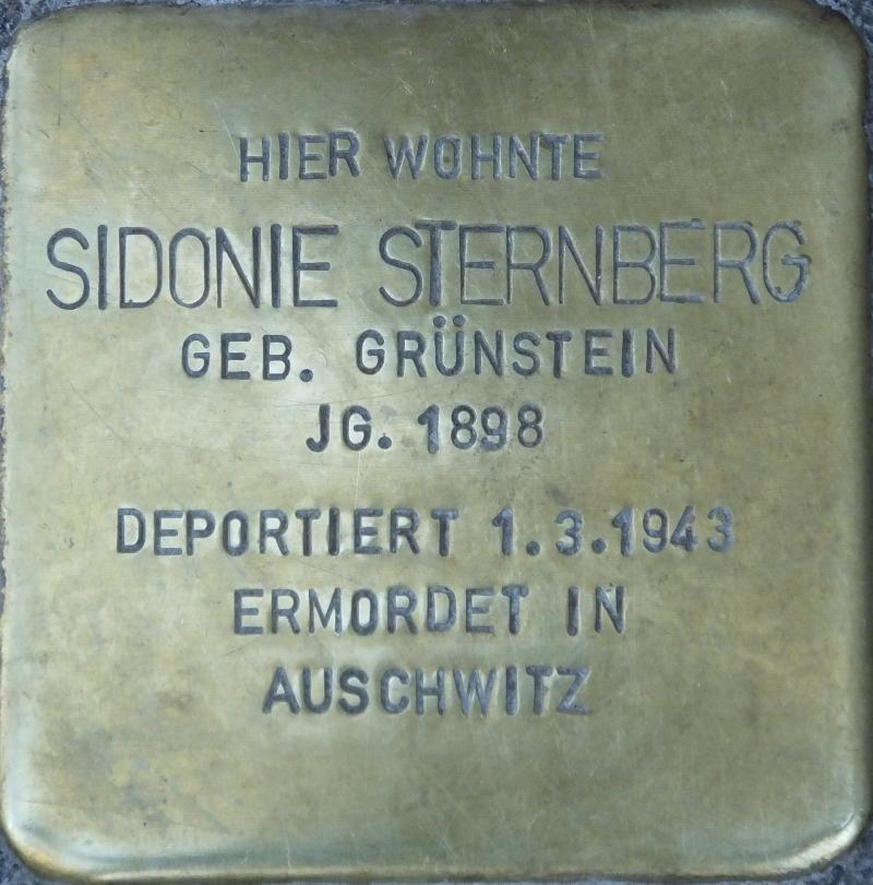 Stolperstein für Sidonie Sternberg; Foto: H.-J.Hupka 2015
