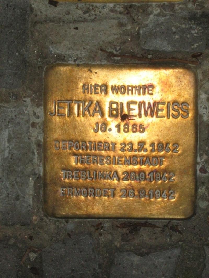 Stolperstein für Jettka Bleiweiss. Copyright: MTS