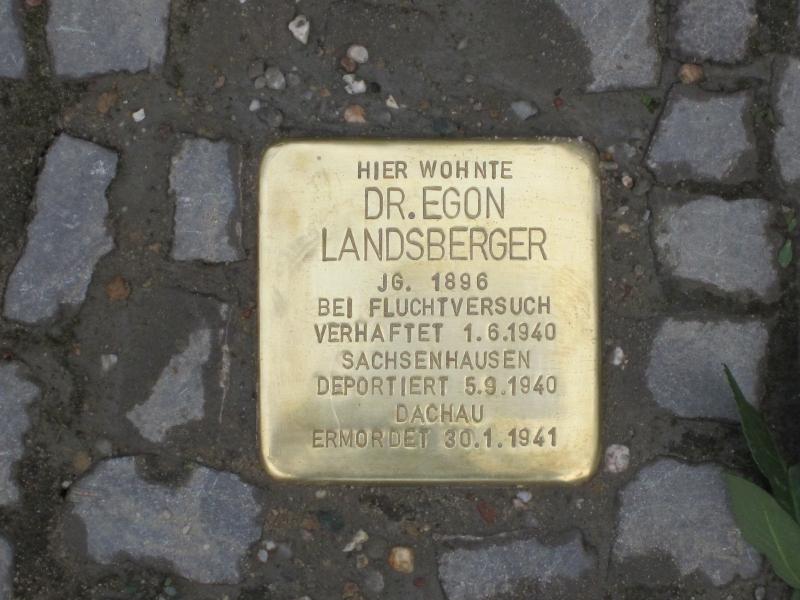 Stolperstein für Dr. Egon Landsberger. Copyright: MTS