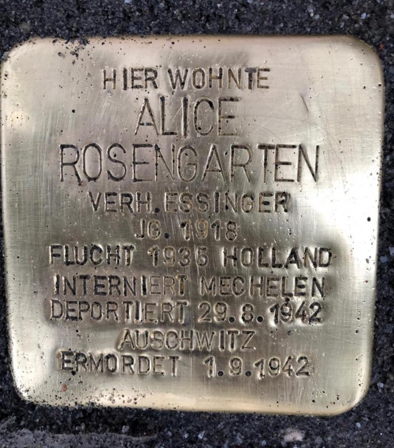 Stolperstein Alice Rosengarten, verh. Essinger © S. Davids