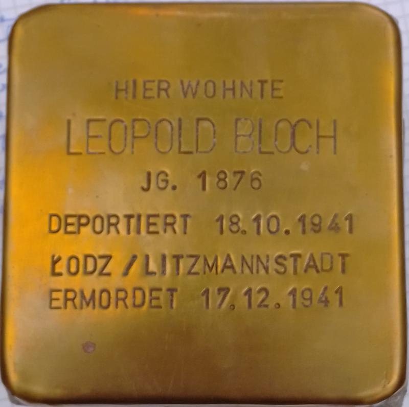 Stolperstein Leopold Bloch © Projekt-Stolpersteine