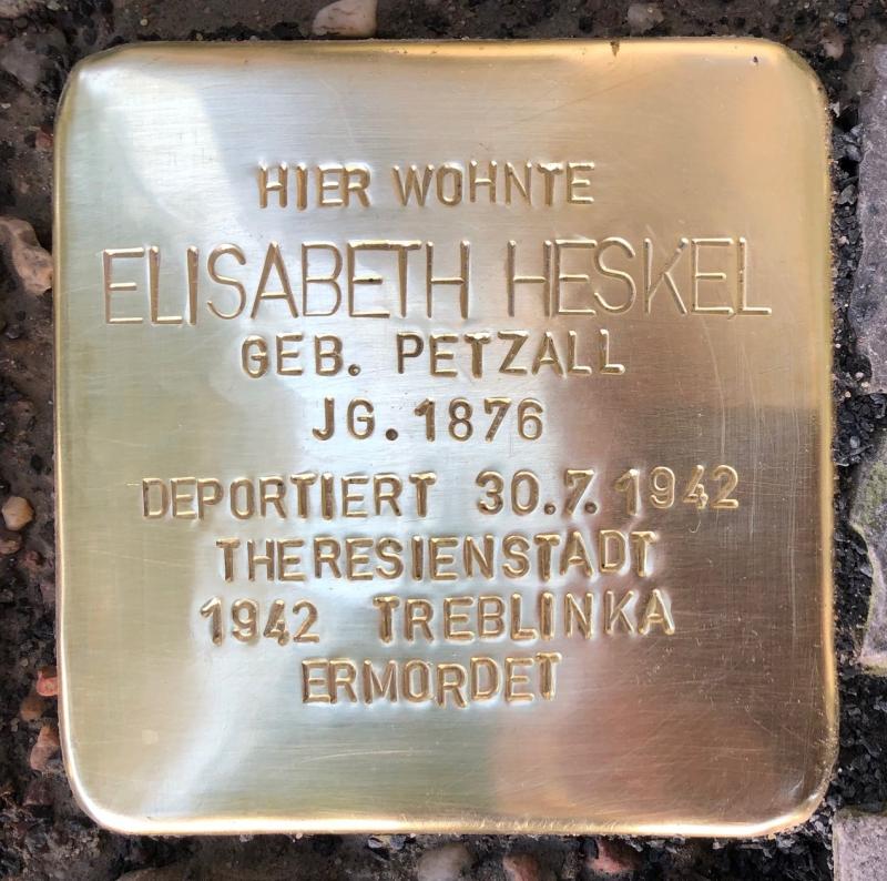 Stolperstein Elisabeth Heskel, geb. Petzall © S. Davids