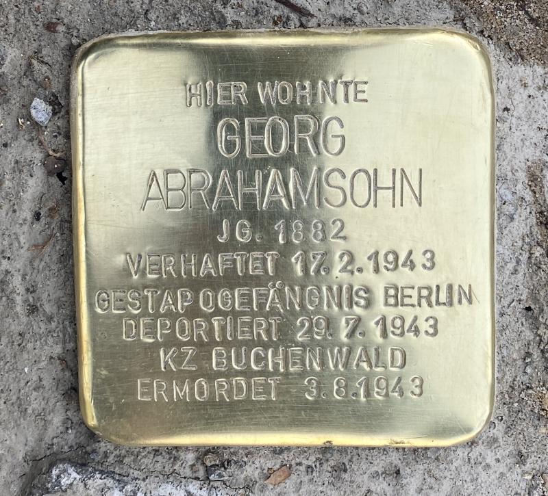 Stolperstein Georg Abrahamsohn © Dr. Tatjana Splett