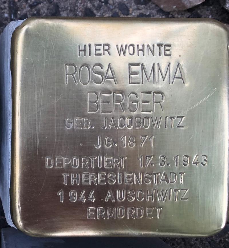 Stolperstein Rosa Emma Berger, geb. Jacobowitz © S. Davids