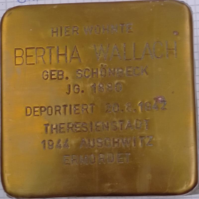 Stolperstein Bertha Wallach © Projekt-Stolpersteine