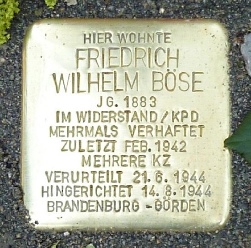 Stolperstein Friedrich Wilhelm Böse © Diana Schaal