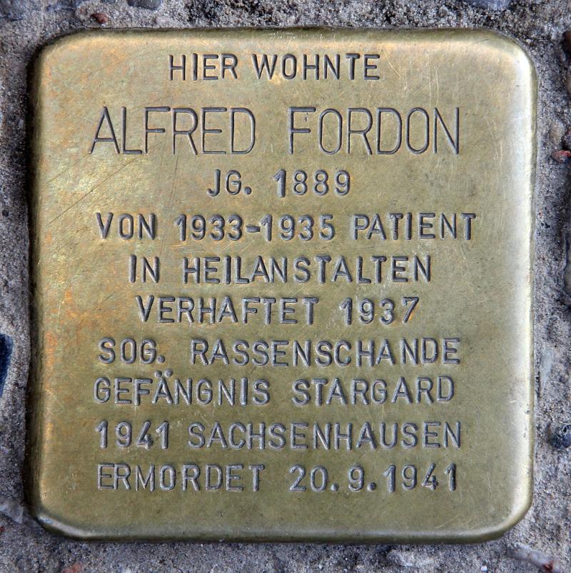 Stolperstein Alfred Fordon - Bild: OTFW