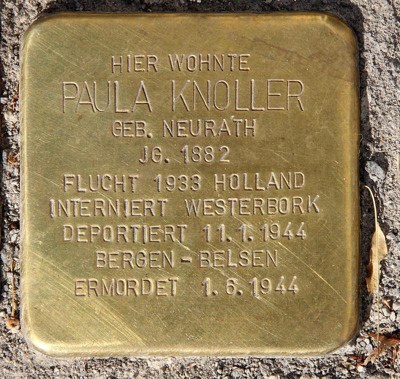  Stolperstein Paula Knoller © OTFW Berlin