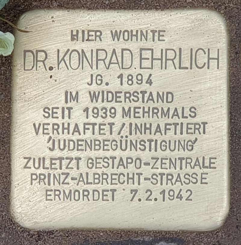 Stolperstein von Konrad Ehrlich, Foto: OTFW