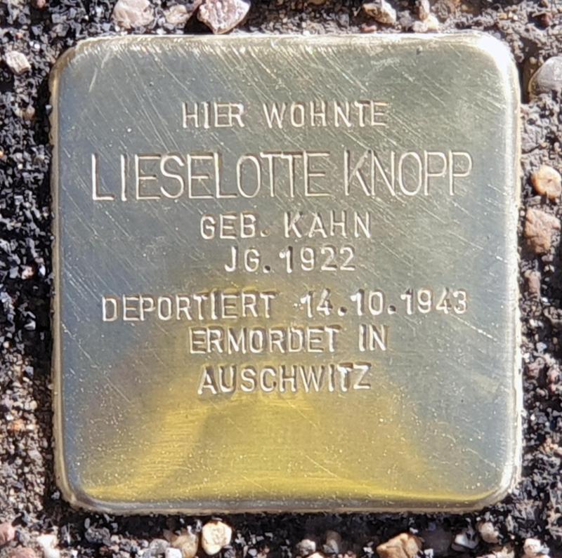 Stolperstein für Lieselotte Knopp © OTFW