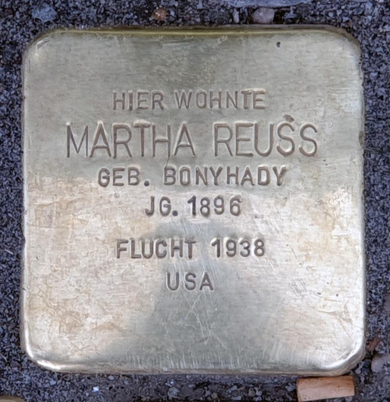 Stolperstein Martha Reuss © OTFW Berlin