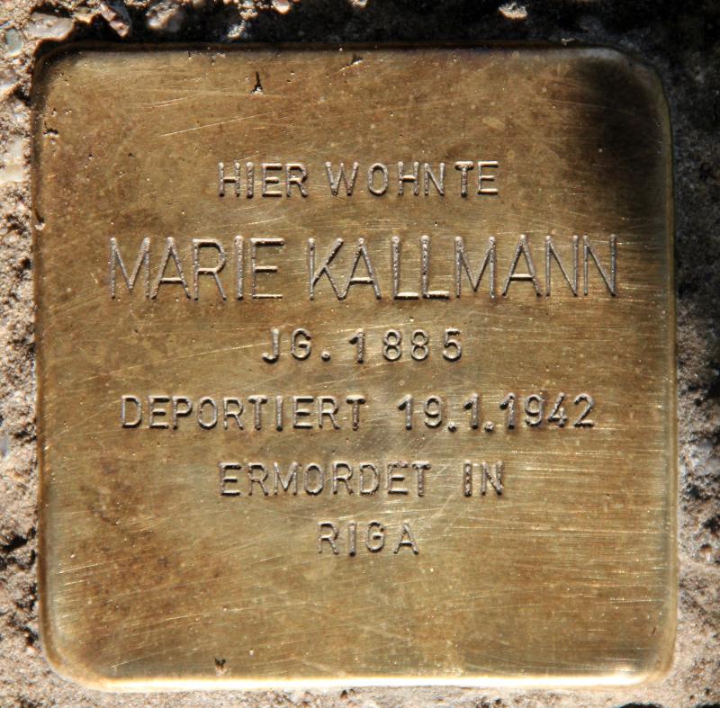 Stolperstein für Marie Kallmann.