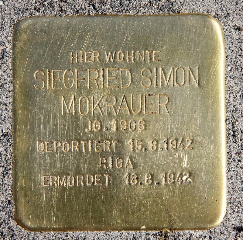 Stolperstein Siegfried Simon Mokrauer © OTFW Berlin