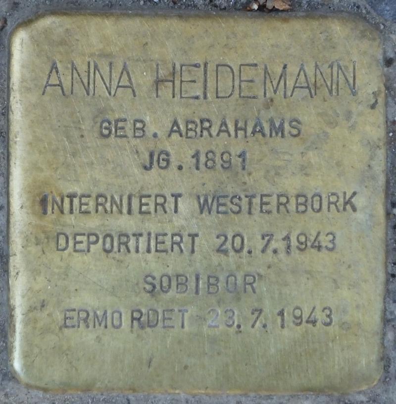 Stolperstein Anna Heidemann, Foto: H.-J. Hupka