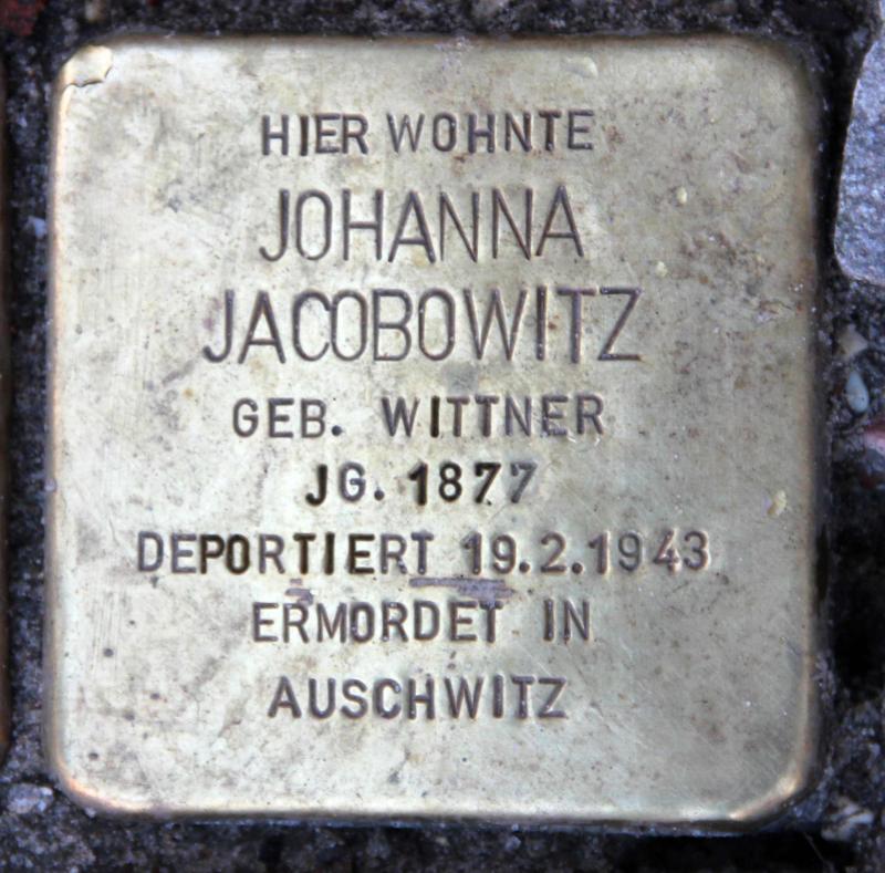 Stolperstein für Johanna Jacobowitz.