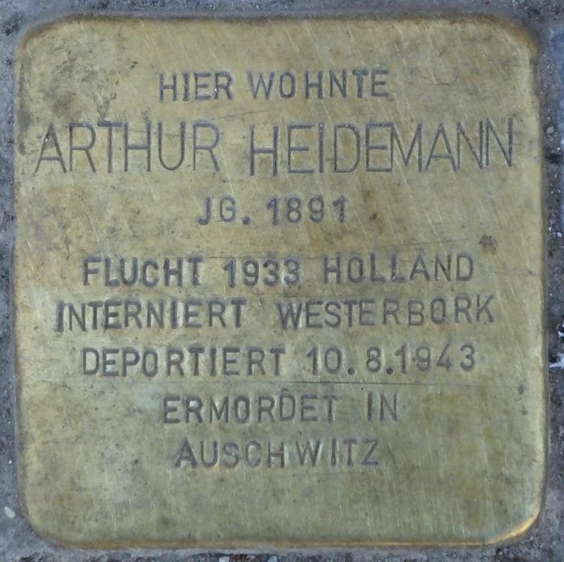 Stolperstein Arthur Heidemann, Foto: H.-J. Hupka