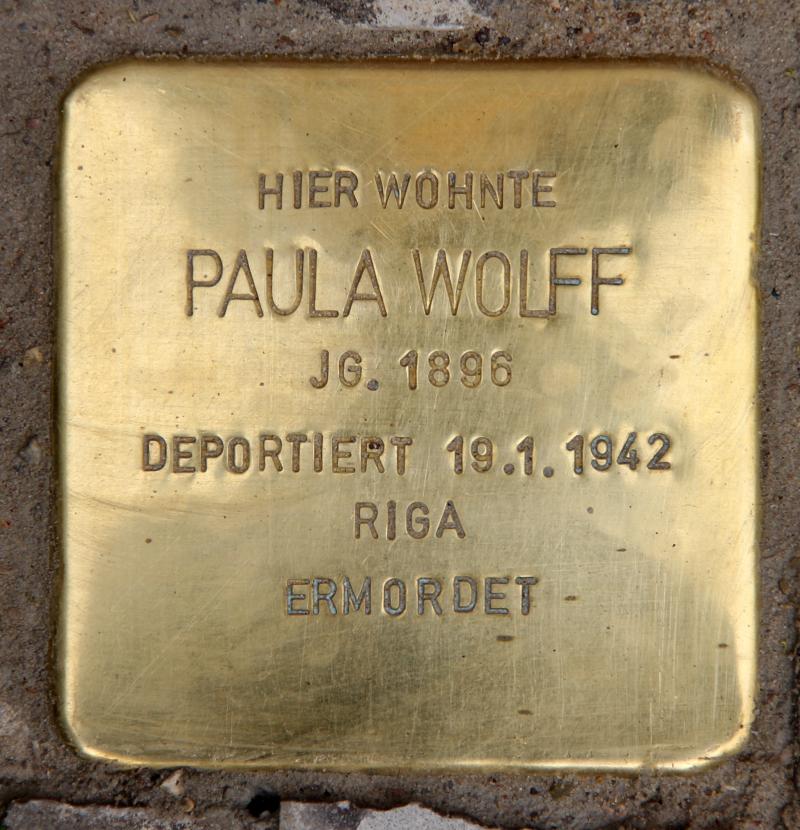 Stolperstein für  Paula Wolff. Foto: OTFW.