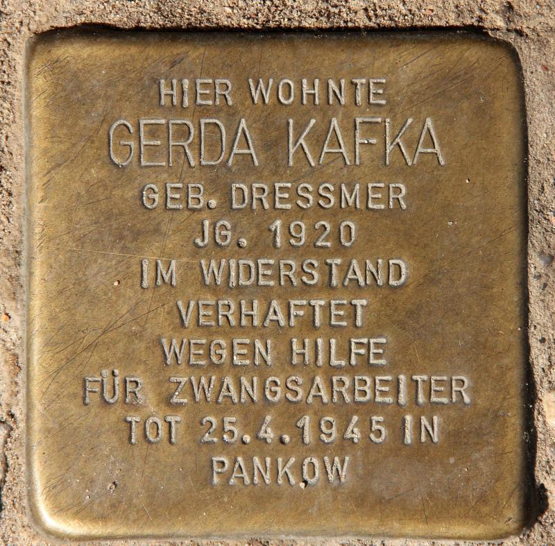 Stolperstein für Gerda Kafka.