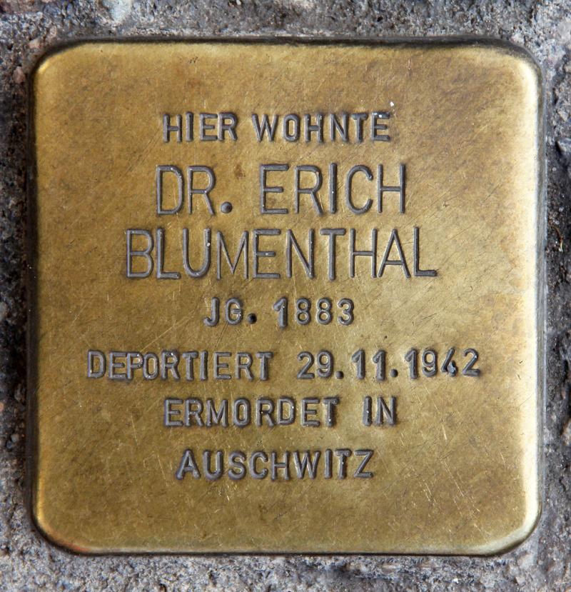 Stolperstein für Dr. Erich Blumenthal © OTFW