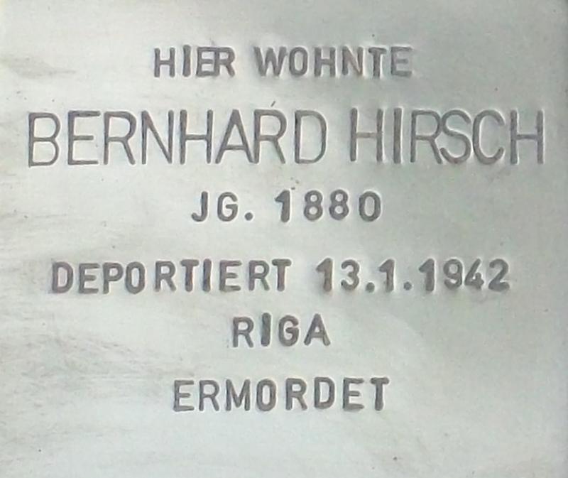 Stolperstein für Bernhard Hirsch