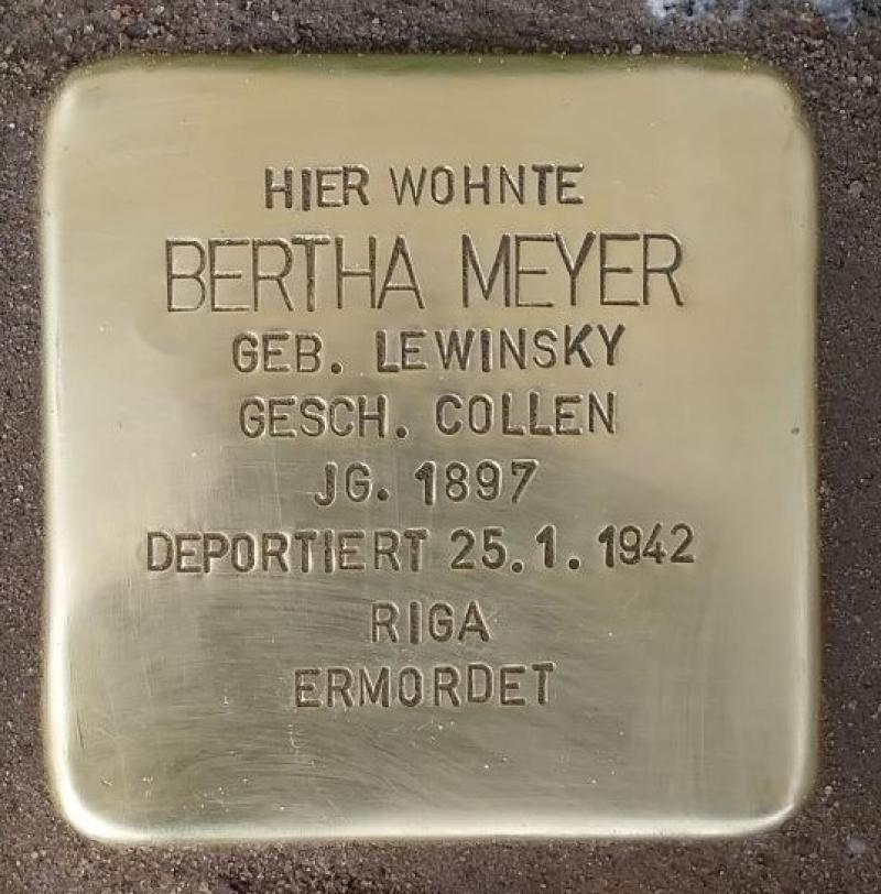 Stolperstein Bertha Meyer © Koordinierungsstelle Stolpersteine Berlin