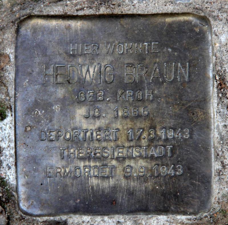 Stolperstein für Hedwig Braun.
