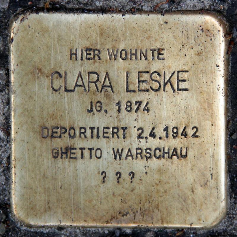 Stolperstein für Clara Leske.