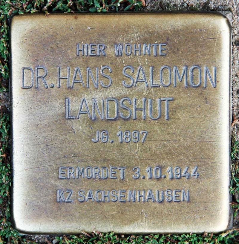 Stolperstein für Hans Salomon Landshut.