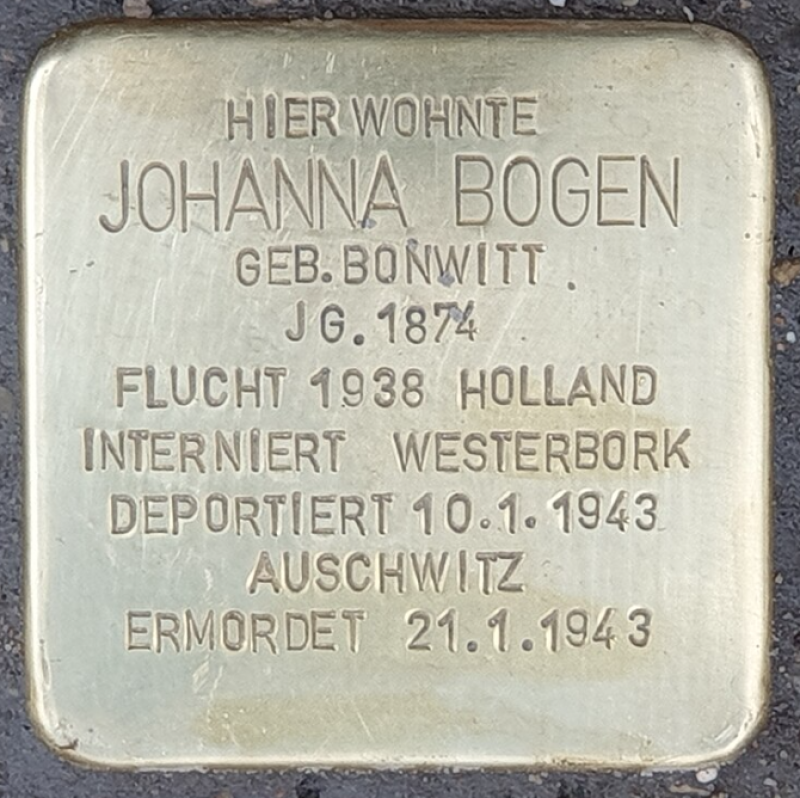 Stolperstein für Johanna Bogen © OTFW