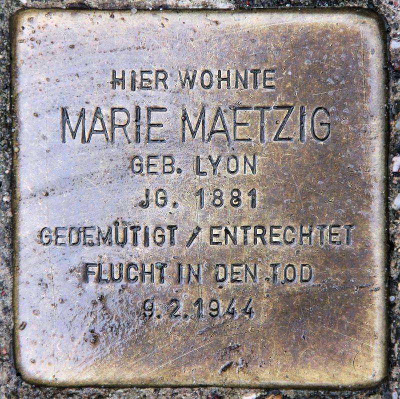 Stolperstein für Marie Anna Maetzig.