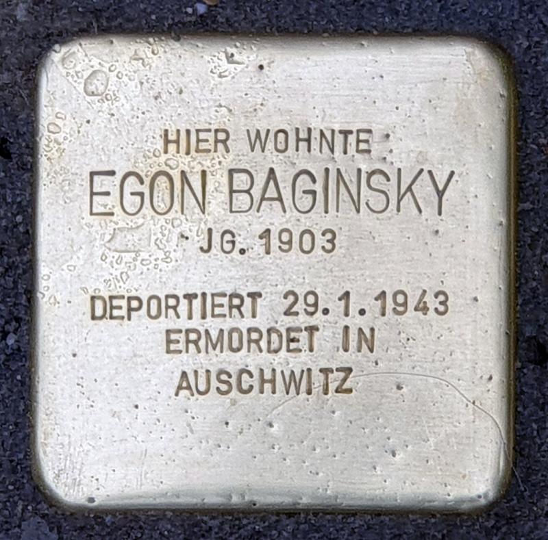 Stolperstein Egon Baginsky, Foto: OTFW