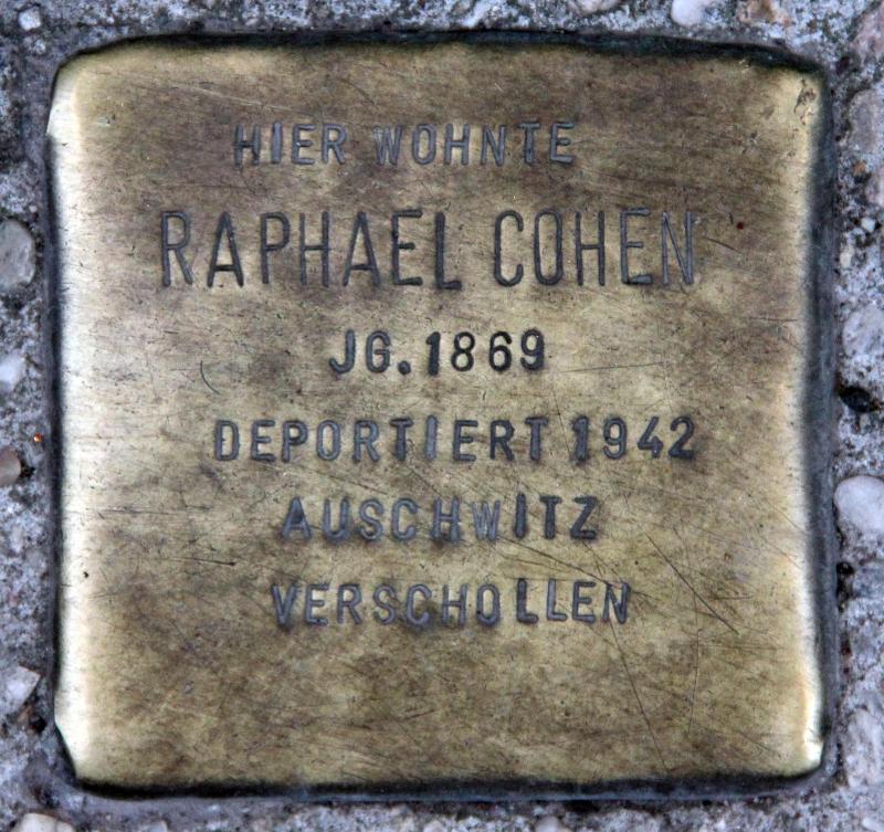 Stolperstein für Raphael Cohen.