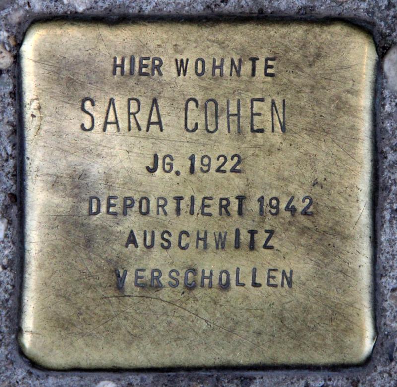 Stolperstein für Sara Cohen.