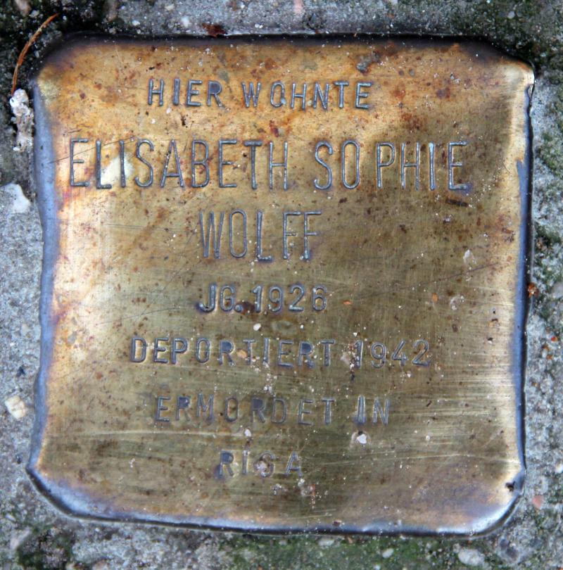 Stolperstein für Elisabeth Sophie Wolff.
