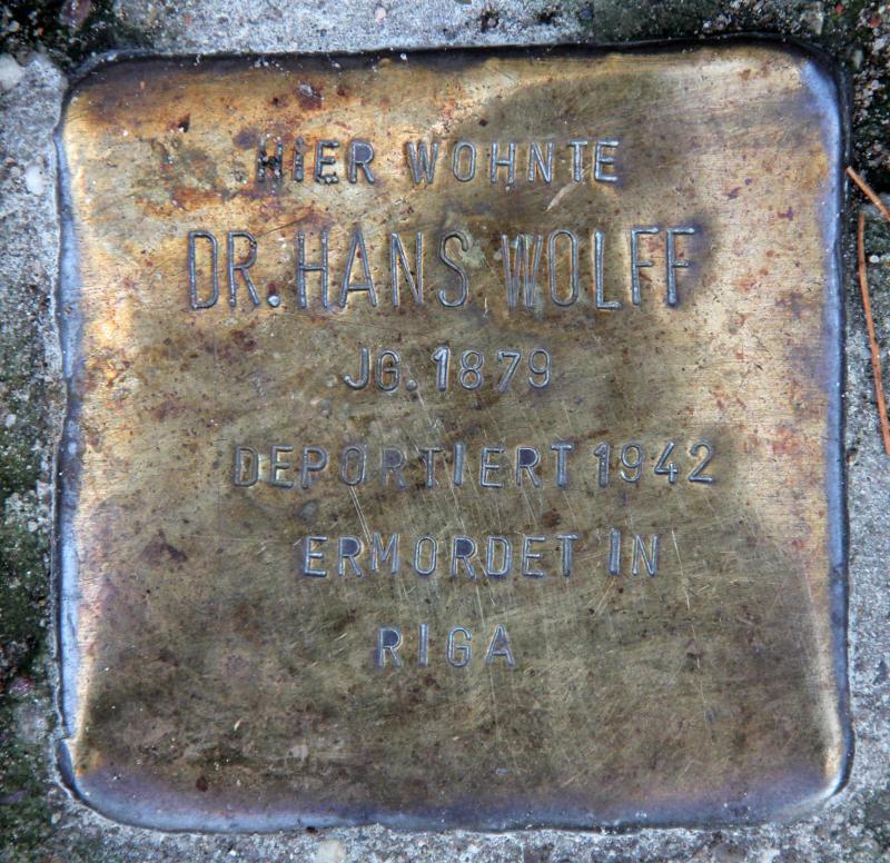 Stolperstein für Hans Georg Wolff.