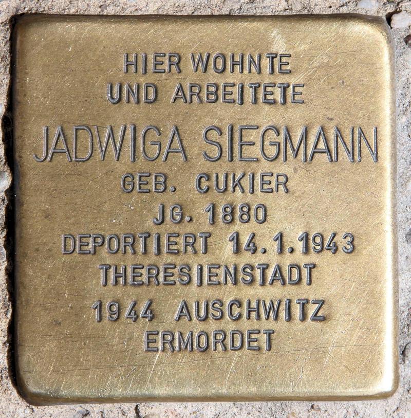 Stolperstein für Jadwiga Siegmann.