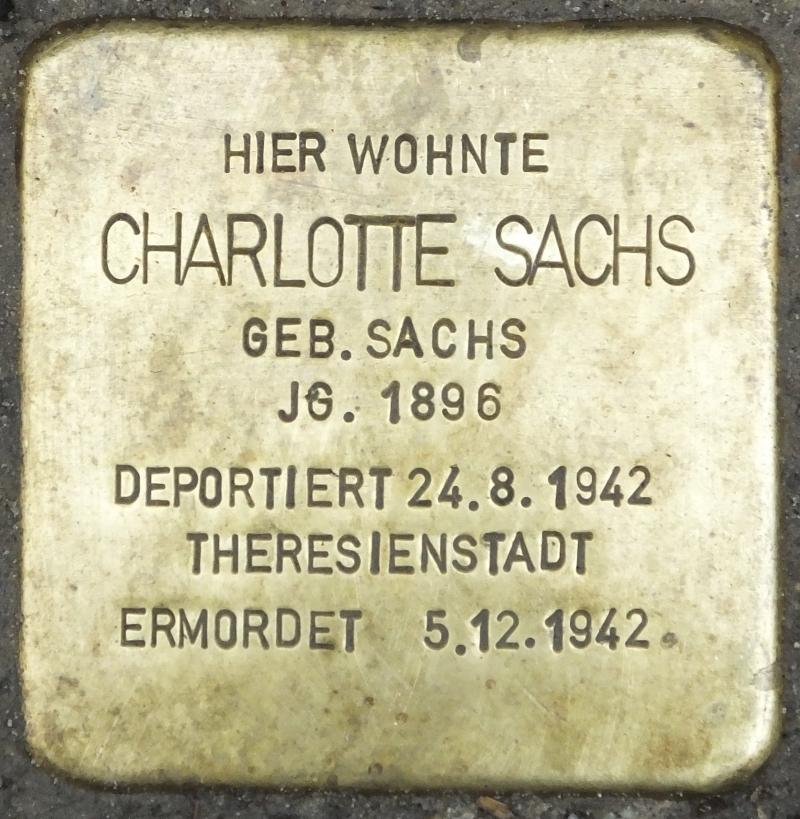 Stolperstein für Charlotte Sachs