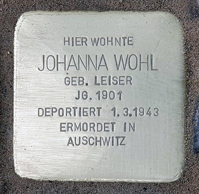 Stolperstein Johanna Wohl © OTFW