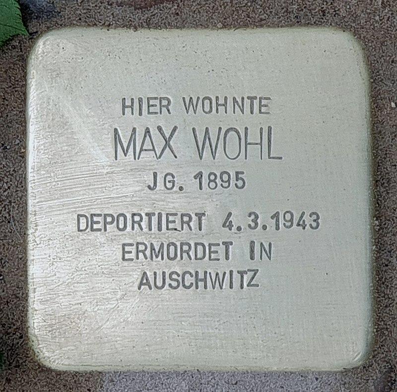 Stolperstein Max Wohl © OTFW
