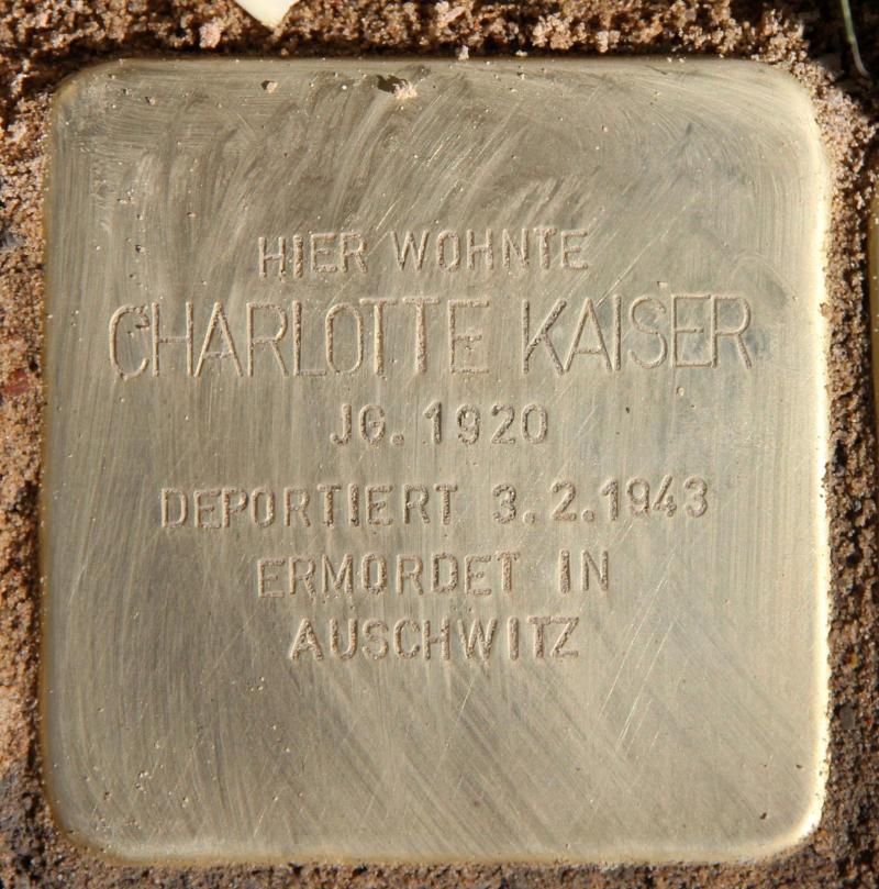 Stolperstein für Charlotte Kaiser © OTFW