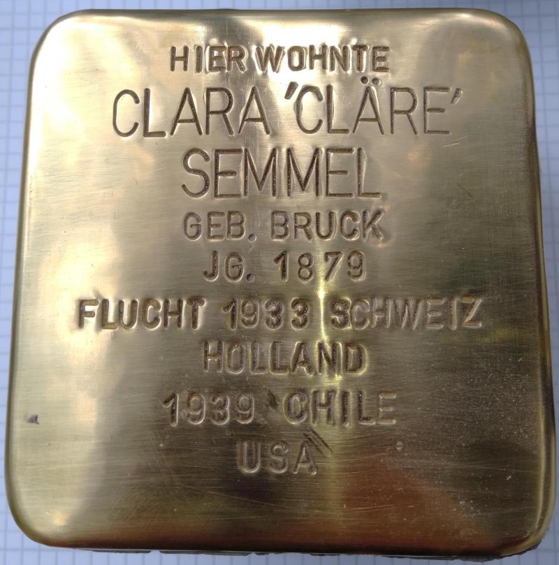 Stolperstein Clara Semmel  Bild: Projekt-Stolpersteine