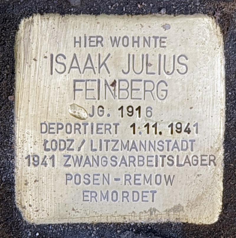 Stolperstein Isaak Julius Feinberg © OTFW Berlin