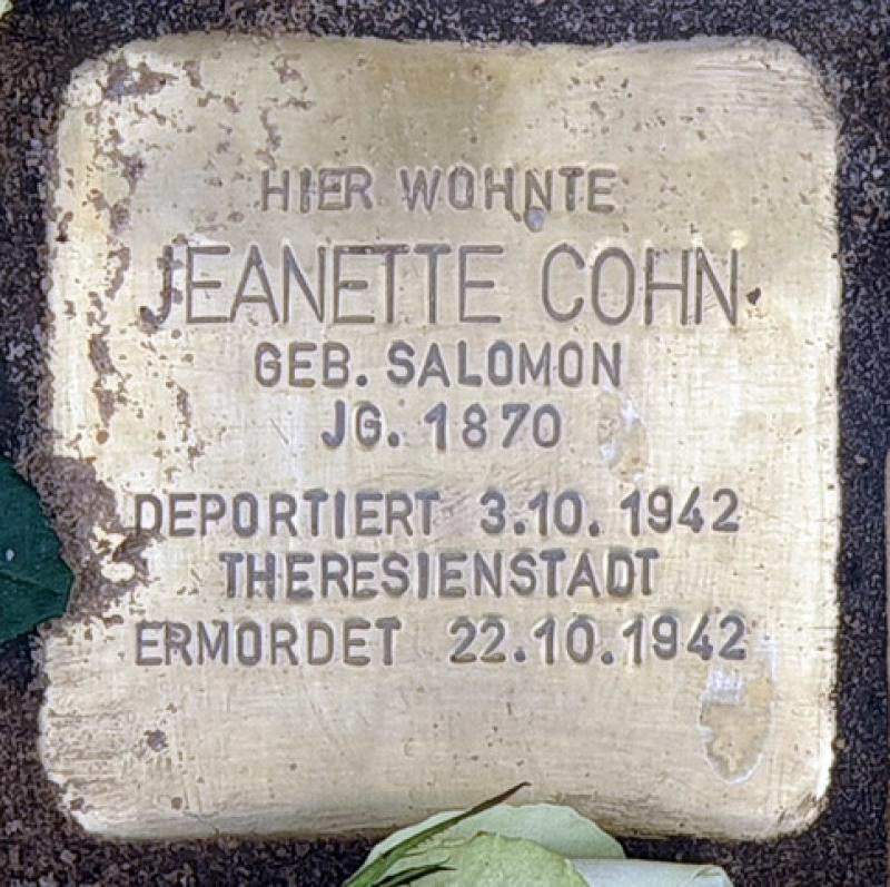 Stolperstein Jeanette Cohn © OTFW Berlin