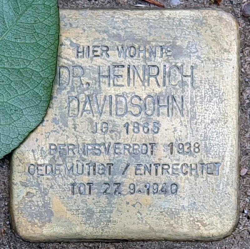 Stolperstein für Dr. Heinrich Davidsohn