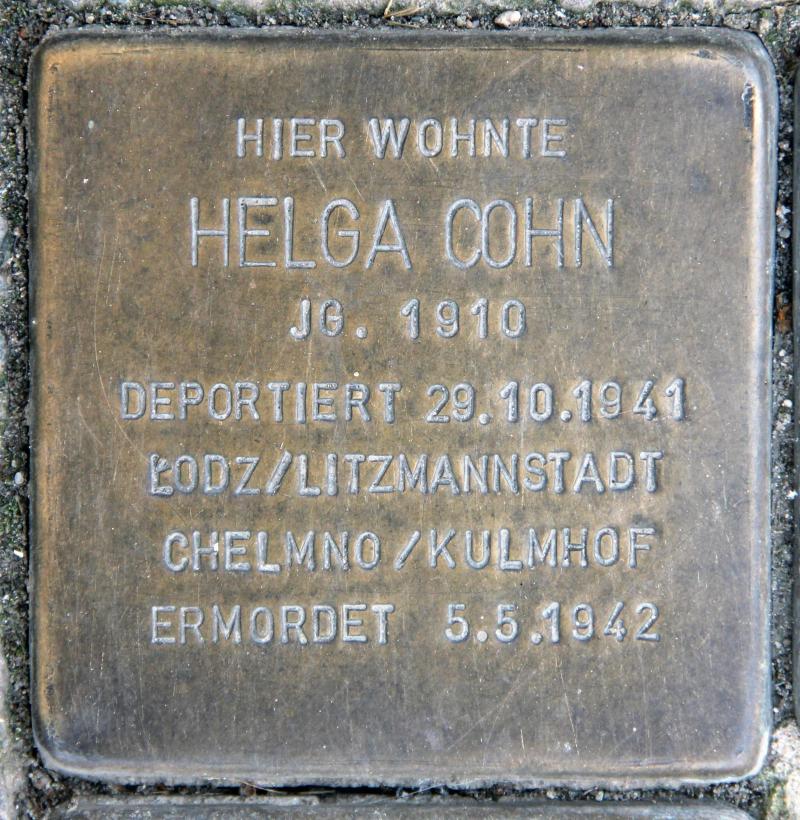 Stolperstein für Helga Cohn.